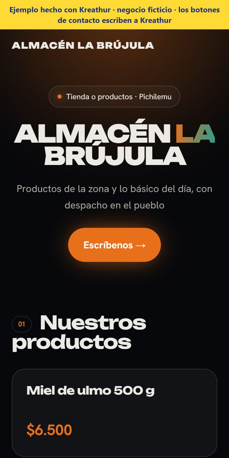 Web de ejemplo de una tienda